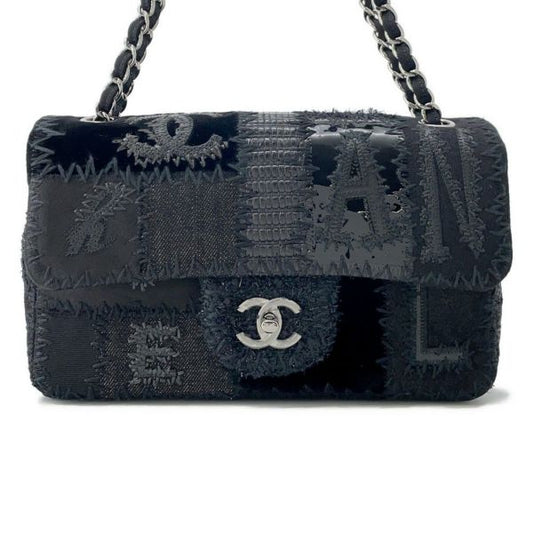 シャネル パッチワーク ピンク Wチェーンショルダーバッグ