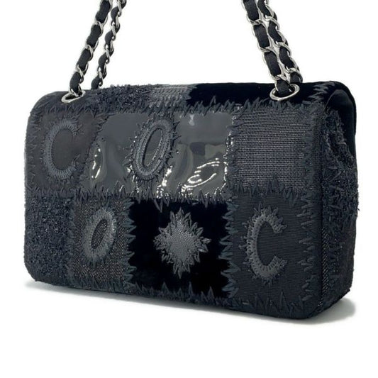 シャネル パッチワーク ピンク Wチェーンショルダーバッグ