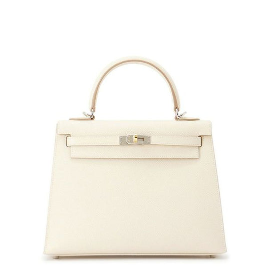 エルメス ケリー25 外縫い クレ/エレクトラム金具 エプソン K刻印 2wayショルダーバッグ