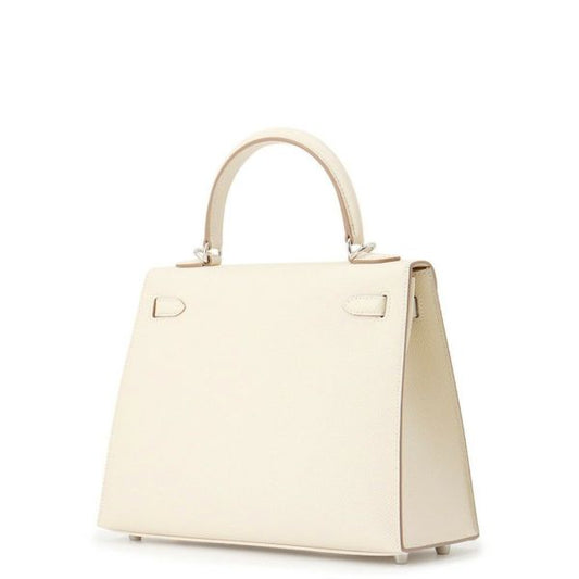 エルメス ケリー25 外縫い クレ/エレクトラム金具 エプソン K刻印 2wayショルダーバッグ